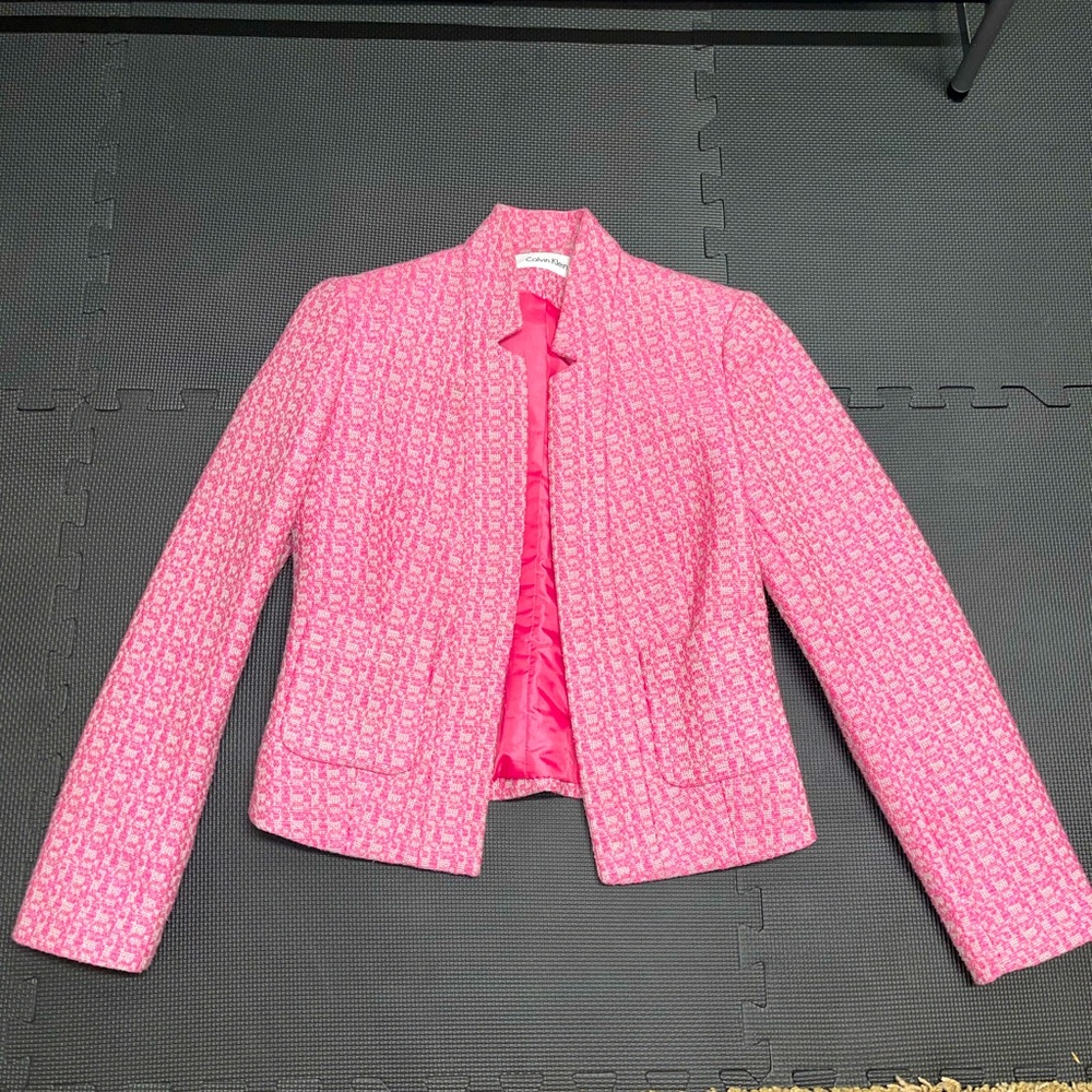 💕CALVIN KLEIN💕 Women’s Pink Tweed Blazer